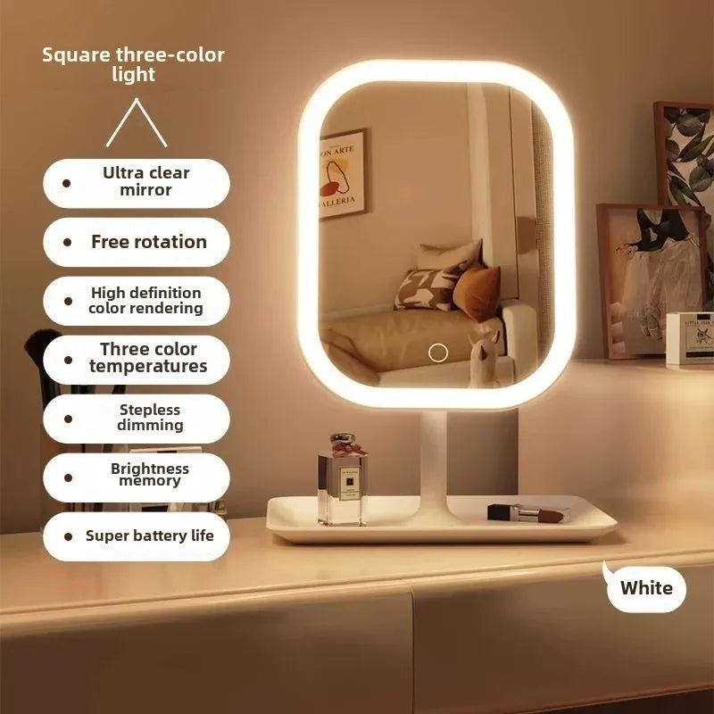 LED internet celebrity makeup mirror fill light mirror with light student dormitory desktop portable makeup mirror home makeup