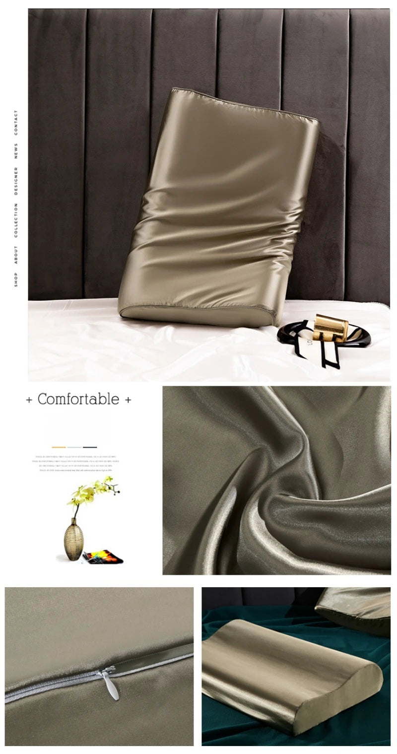 Satin Silk Pillowcase for Memory Foam and Latex Pillow Solid Cushion Cover Hair Skin Protect Decorative Case 30x50cm/40x60cm
