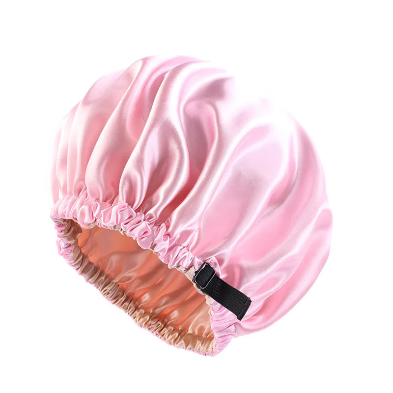 Satin Bonnet For Sleeping Adjustable Silk Bonnet For Curly Hair Bonnets Double Layer Large Satin Lined Sleep Cap For Women