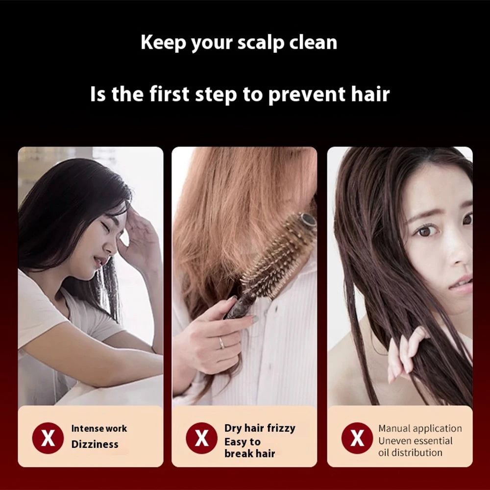 Scalp Massage Comb with Red Light, Electric Hair Scalp Massager with 3 Modes, Rechargeable 6ml Serum Applicator Tool