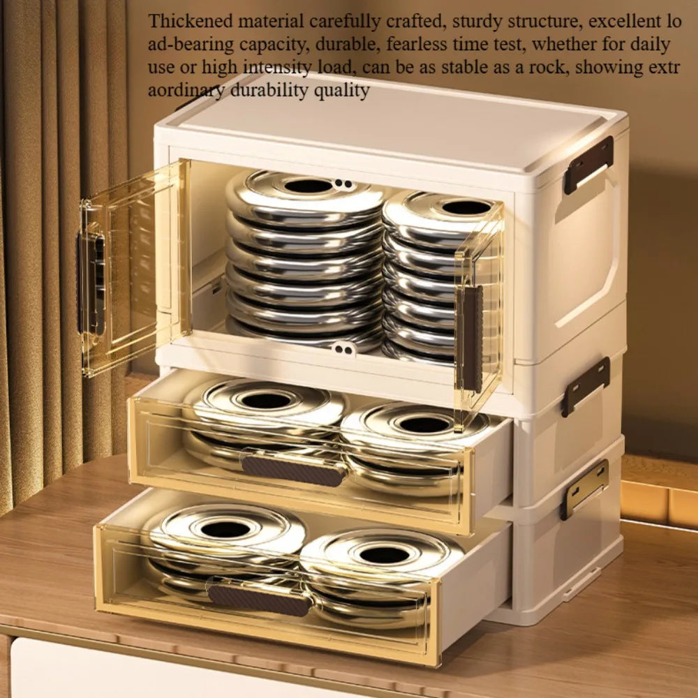 Multi-functional 3 Tier Cosmetic Organizer,Foldable Makeup Organizer,Desktop Dresser,Organizer Drawers,Stackable&DustproofDesign