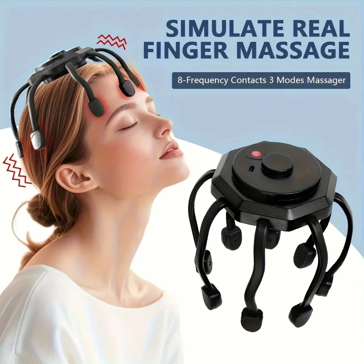 Electric Scalp Massager, Head Massager Scalp Stress Relax, Kneading Hair Massage with 3 Modes, 360 Degree Hair Massager