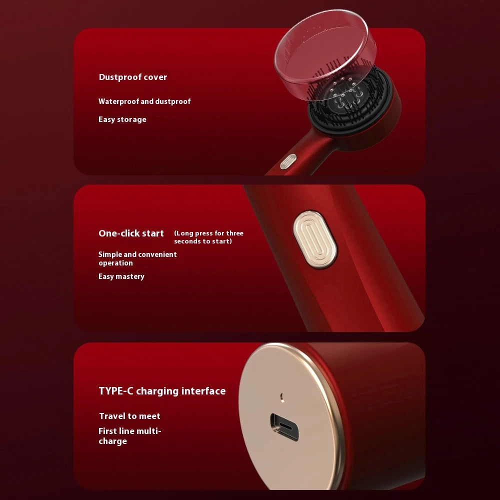 Scalp Massage Comb with Red Light, Electric Hair Scalp Massager with 3 Modes, Rechargeable 6ml Serum Applicator Tool