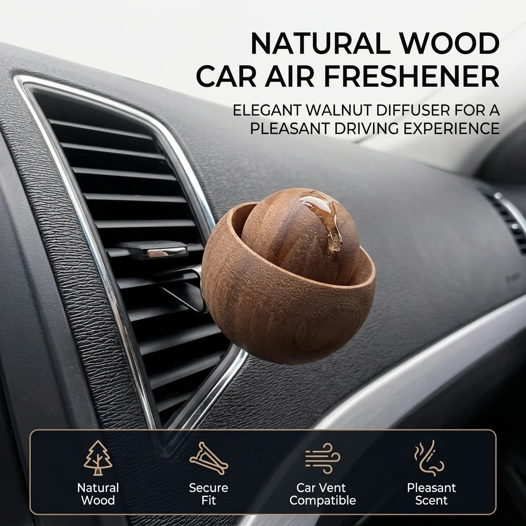 Car & Home Essential Oil Diffuser - Made of Wood Mini Cute Natural Fragrance Diffuser Suitable for Bedroom Living Room Bathroom