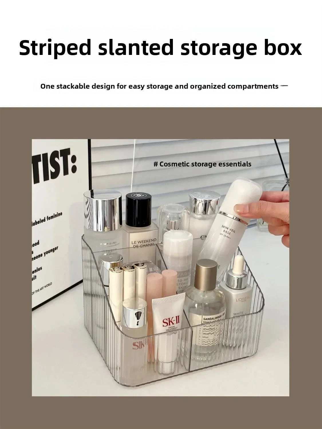 Cosmetic Storage Box For Vanity Makeup Organizer Clear Acrylic Skincare Organiser For Lipstick Cosmetic Organizer Perfume Holder