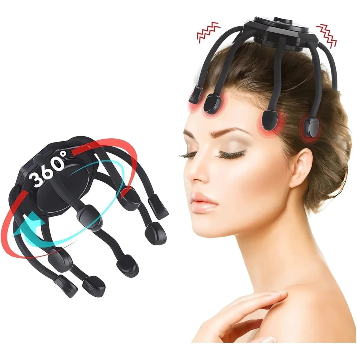 Electric Scalp Massager, Head Massager Scalp Stress Relax, Kneading Hair Massage with 3 Modes, 360 Degree Hair Massager