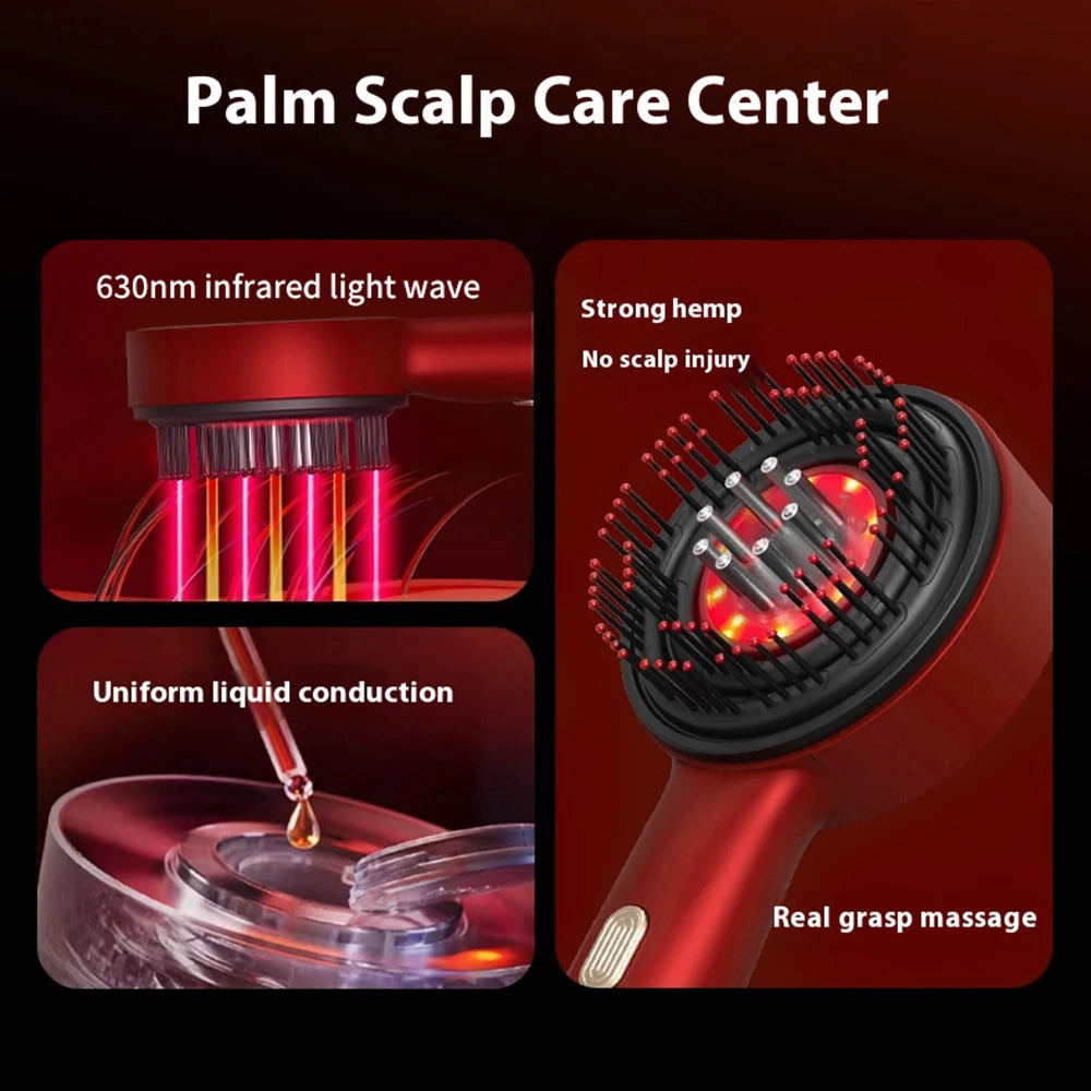 Scalp Massage Comb with Red Light, Electric Hair Scalp Massager with 3 Modes, Rechargeable 6ml Serum Applicator Tool