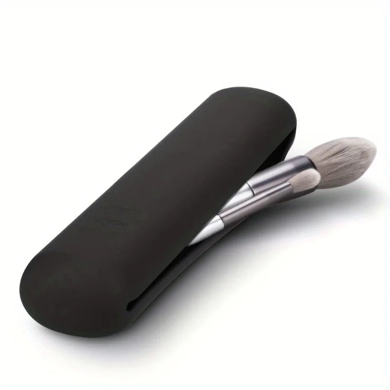 Travel Makeup Brush Bag, Simple Portable Silicone Storage Box, Soft and Sleek Makeup Tools Organizer for Travel