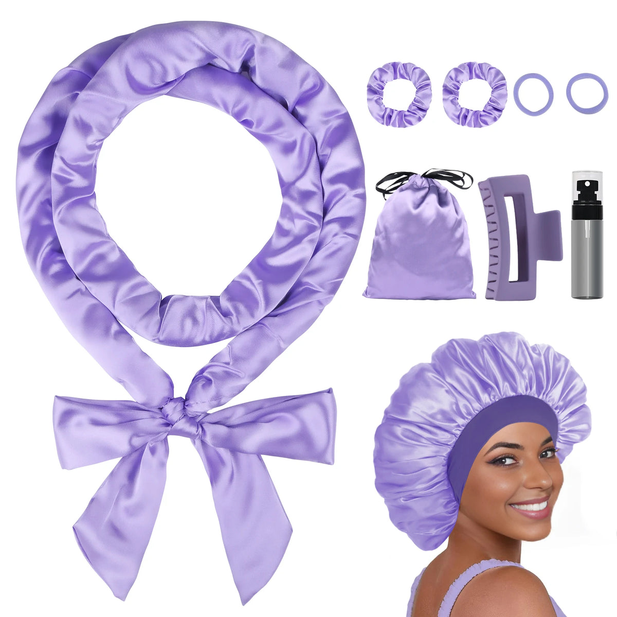 Satin Heatless Curling Set Heatless Curls Overnight Hair Curler 70" No Heat Curls Hair Curlers to Sleep in Overnight Curls Hea