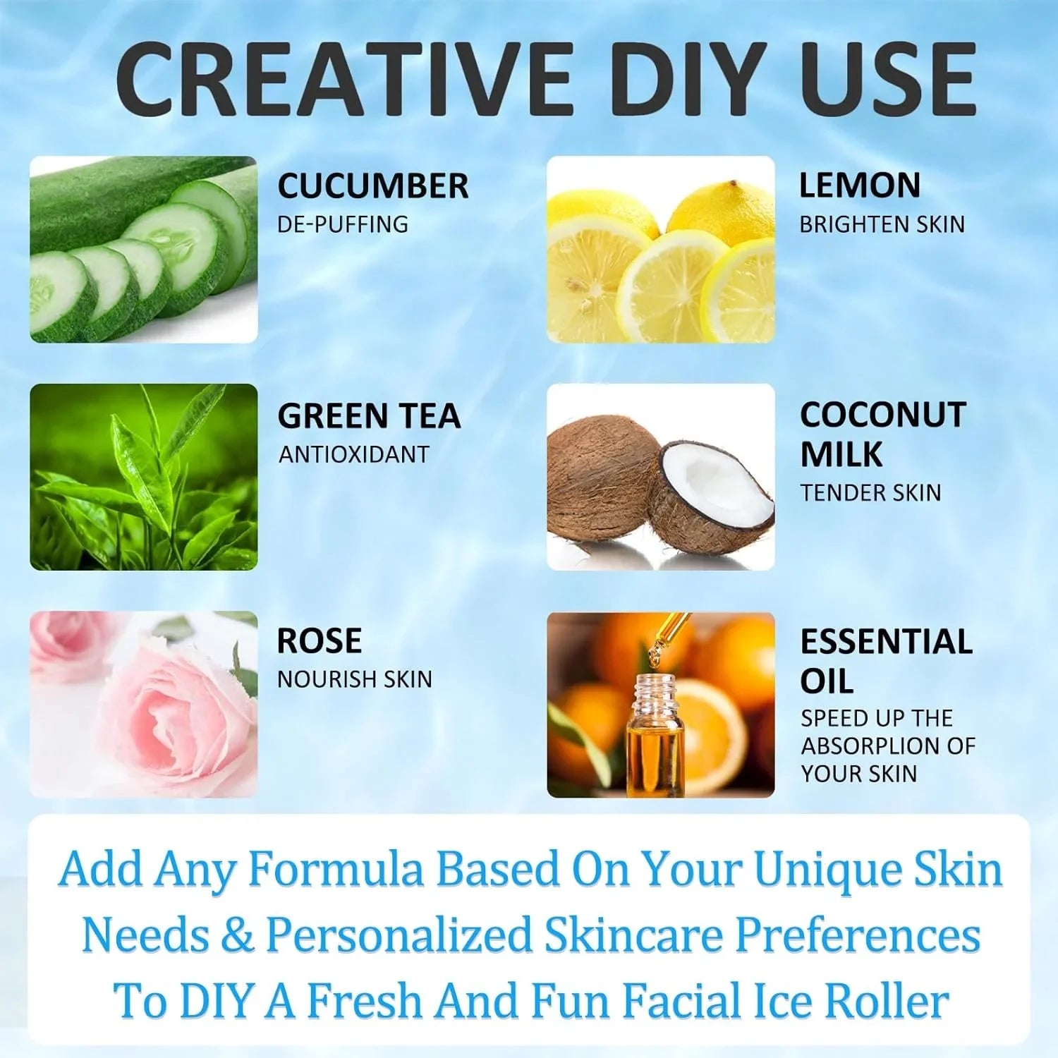 Ice Roller for Face and Eye, Ice Cube Roller Massager for Skin Women Care Tools,Reduce Migraine Pain,Massage Silicone Ice Mold