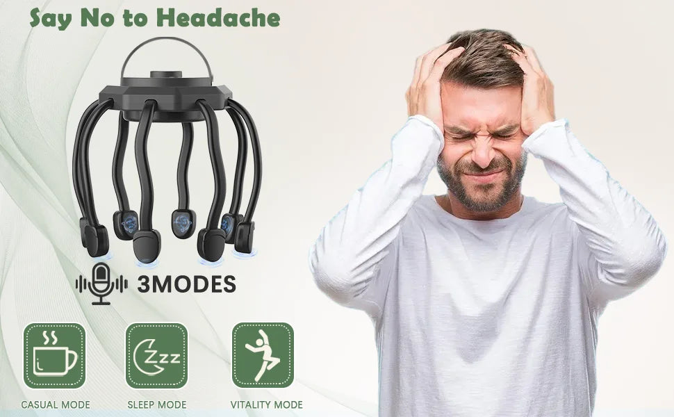 Electric Scalp Massager, Head Massager Scalp Stress Relax, Kneading Hair Massage with 3 Modes, 360 Degree Hair Massager
