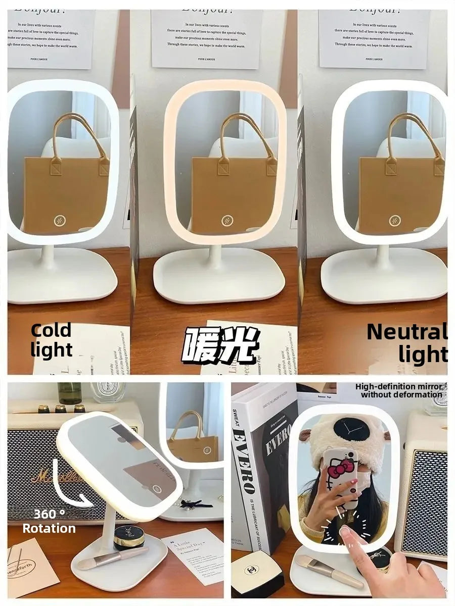 LED internet celebrity makeup mirror fill light mirror with light student dormitory desktop portable makeup mirror home makeup