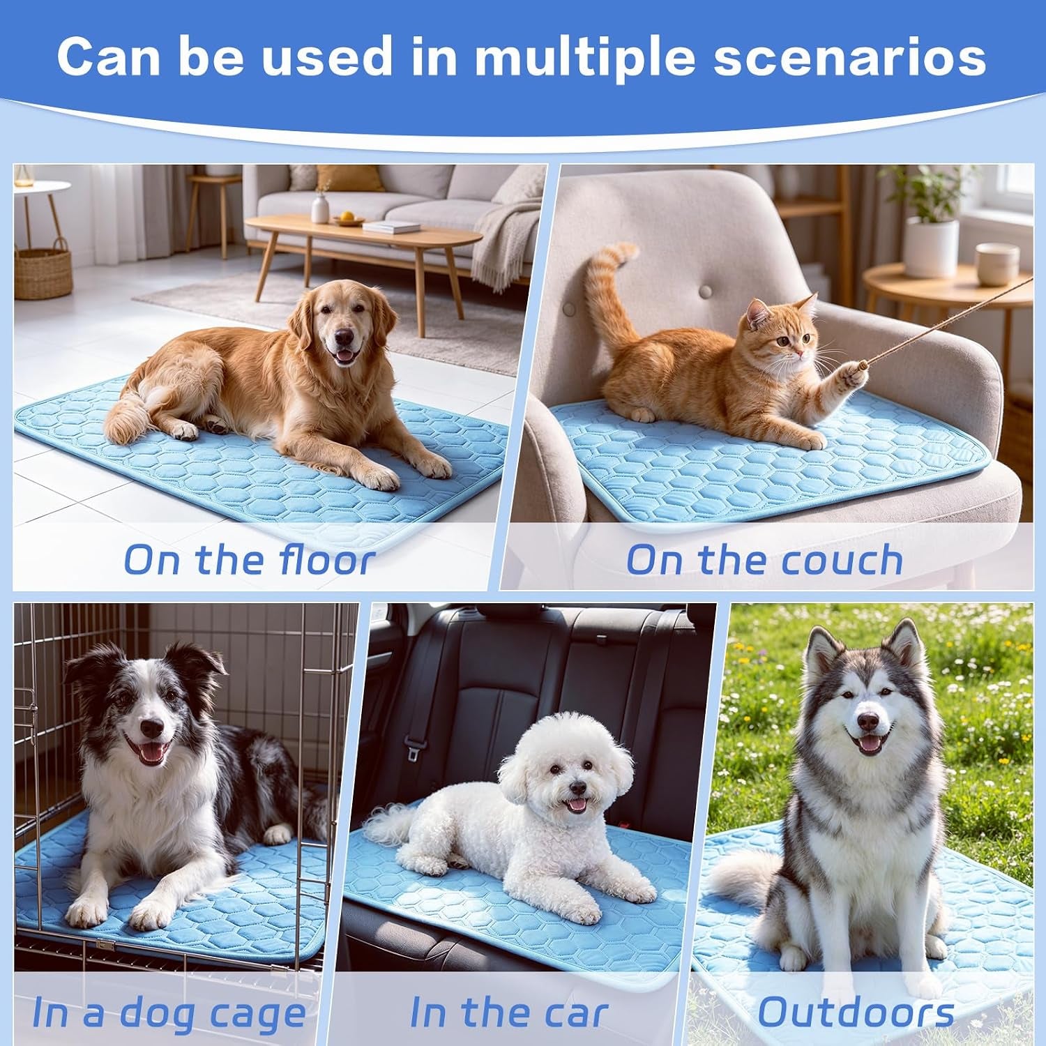 Cooling Mat for Dogs, Q-Max>0.5 Washable Dog Cooling Mat, Portable Kennel Cooling Pet Pad for Summer, Non-Slip &amp; Non-Toxic Arc-Chills Dog Bed Mat &amp; Crate Pad for Extra Large Dog