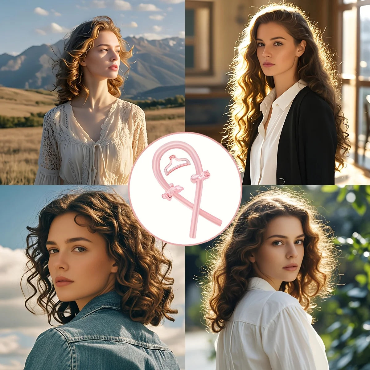 Heatless Curling Set, Silk Curls Rod Headband,No Heat Rollers to Sleep in Overnight, Satin Hair Curlers for Long and Medium Hair