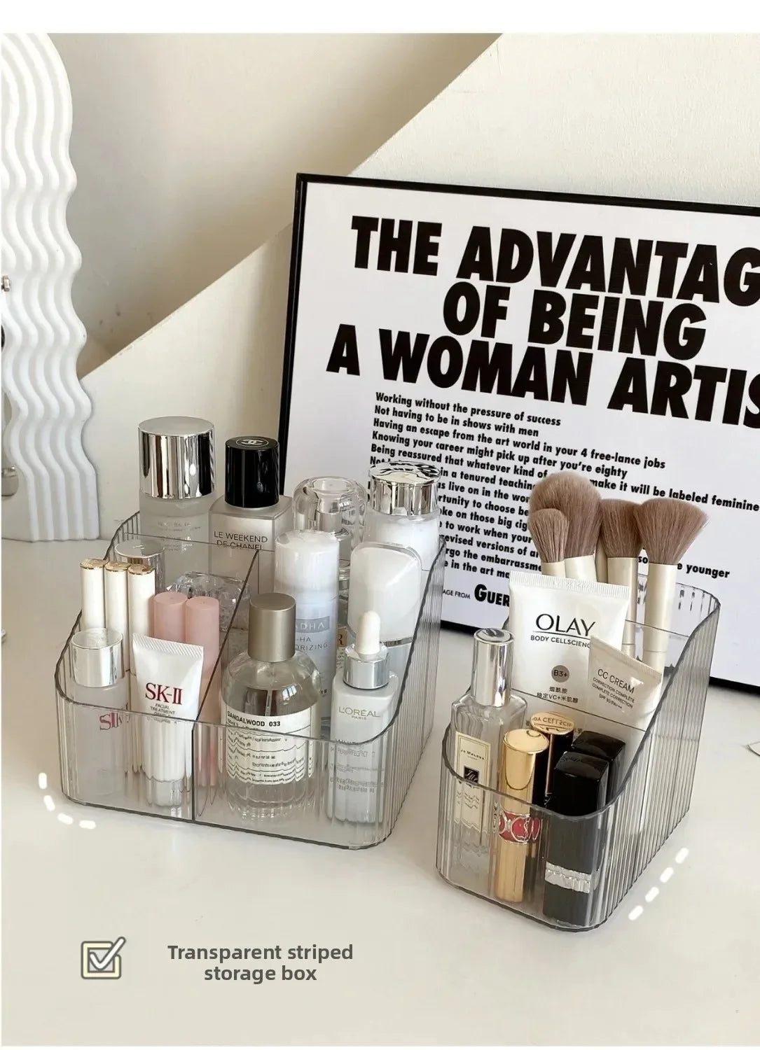 Cosmetic Storage Box For Vanity Makeup Organizer Clear Acrylic Skincare Organiser For Lipstick Cosmetic Organizer Perfume Holder