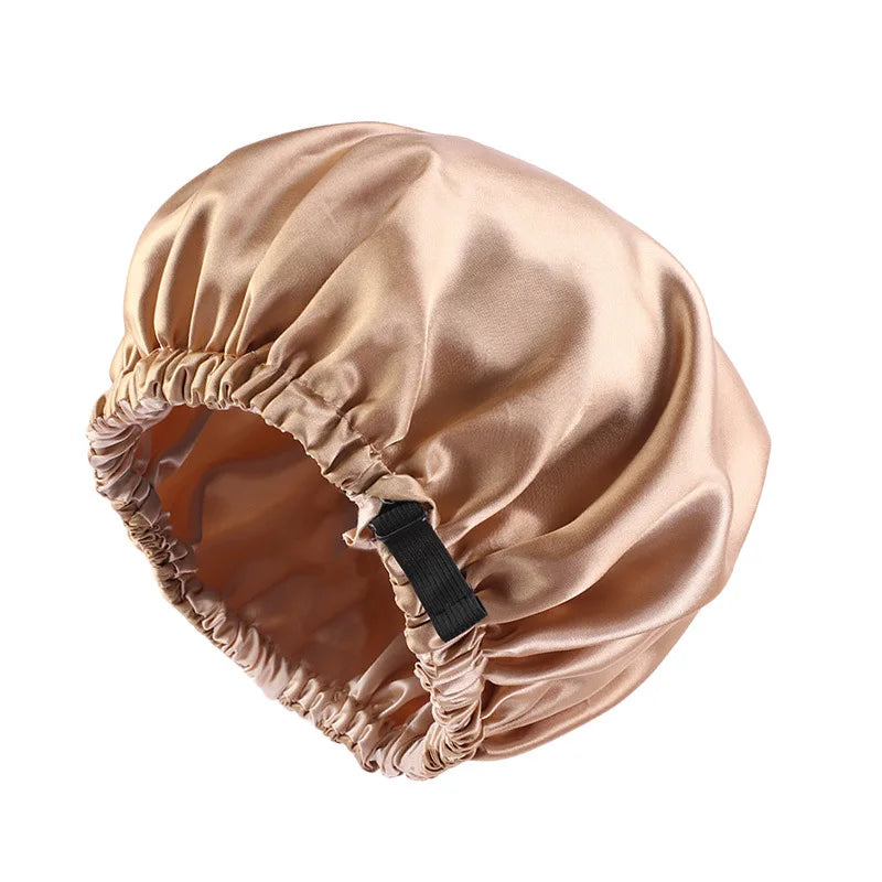Satin Bonnet For Sleeping Adjustable Silk Bonnet For Curly Hair Bonnets Double Layer Large Satin Lined Sleep Cap For Women