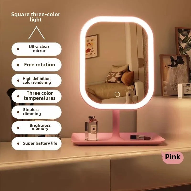 LED internet celebrity makeup mirror fill light mirror with light student dormitory desktop portable makeup mirror home makeup