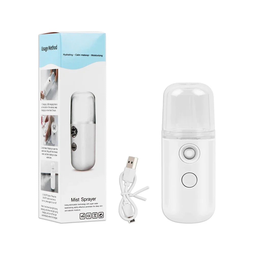 Face Steamer Humidifier USB Rechargeable Nano Mist Sprayer Facial Nebulizer Steamer Moisturizing Beauty Device Facial Skin Care