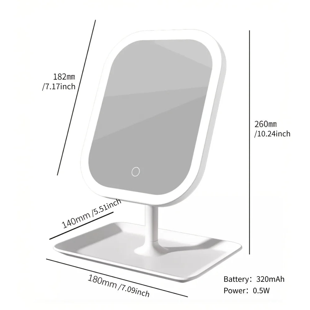 LED Makeup Mirror with Lights, Touch Control &amp; 3 Modes, Rechargeable Desktop Travel Beauty Mirror, Adjustable Brightness