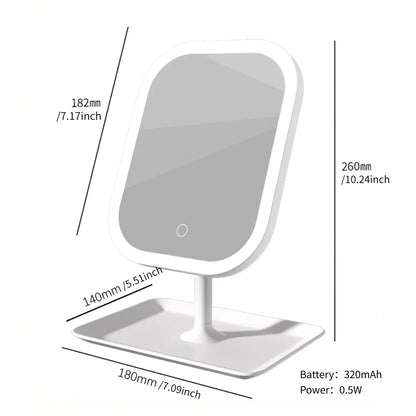 LED Makeup Mirror with Lights, Touch Control & 3 Modes, Rechargeable Desktop Travel Beauty Mirror, Adjustable Brightness