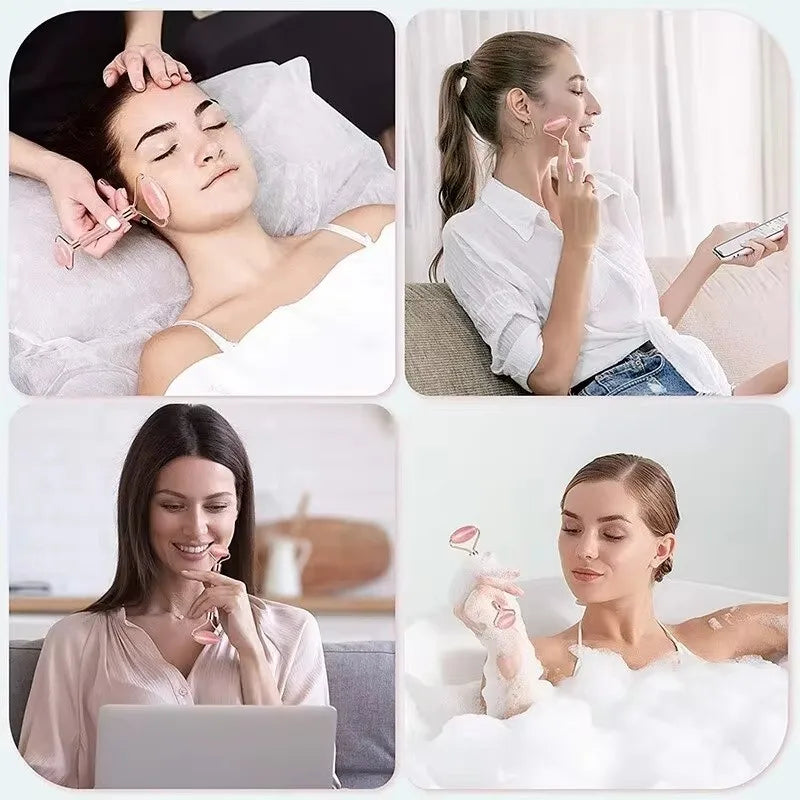 Gua Sha Set - Facial Massager &amp; Roller Tool Kit, Double Sided Stone Scraping Board for Skin Care, Spa, Relaxation