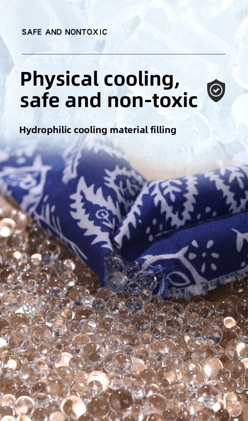 Neck Cooler Wraps Neck Wrap Headband Cooling Bandana Scarf Cold Towel Printed Soaked Tie Around Neck Summer Supplies