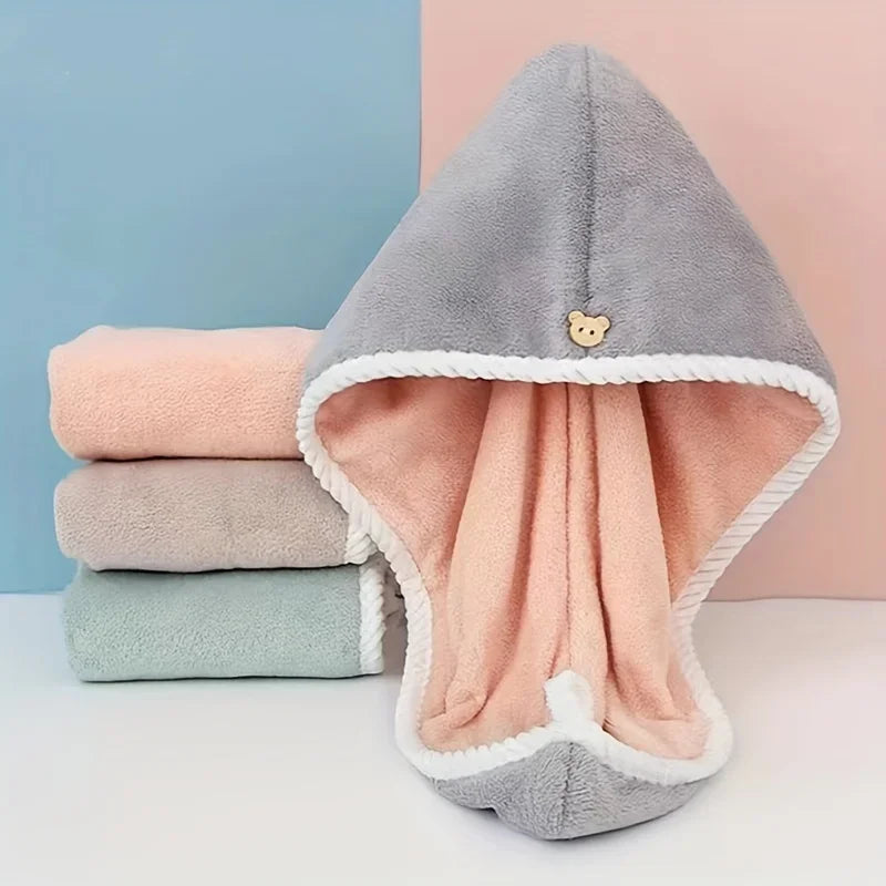 Ultra-Absorbent Microfiber Hair Towel - Double-Layered, Quick-Dry Design - Ideal for Shower, Gym &amp; Spa Use