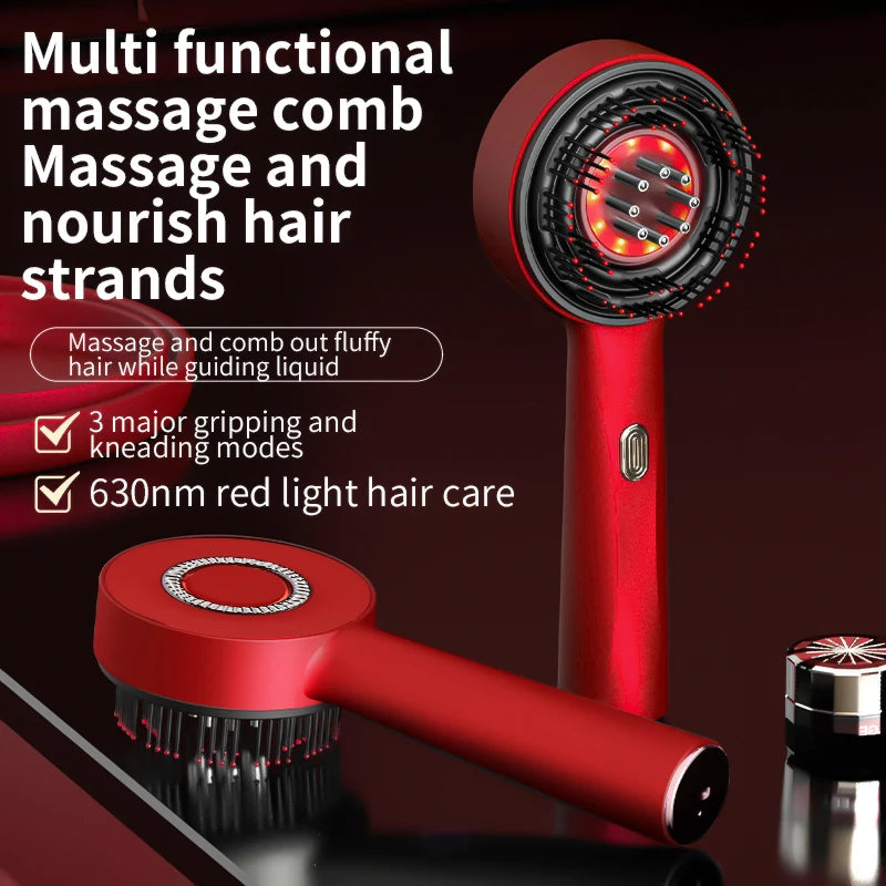 Scalp Massage Comb with Red Light, Electric Hair Scalp Massager with 3 Modes, Rechargeable 6ml Serum Applicator Tool