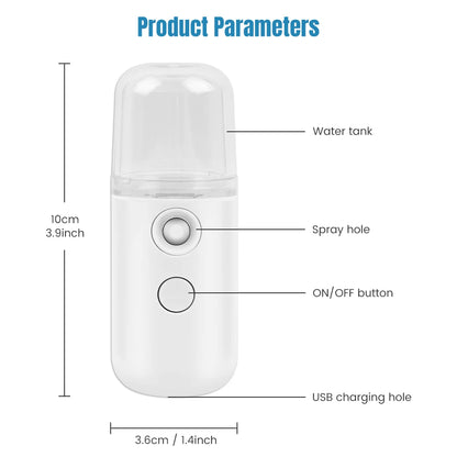 Face Steamer Humidifier USB Rechargeable Nano Mist Sprayer Facial Nebulizer Steamer Moisturizing Beauty Device Facial Skin Care