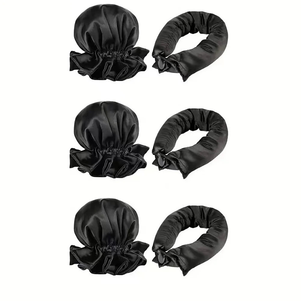 6 Pcs Set Heatless Hair Curler，Satin Heatless Curling Set, Heatless Curls Headband, Overnight Curling Headband