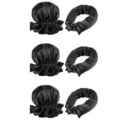 6 Pcs Set Heatless Hair Curler，Satin Heatless Curling Set, Heatless Curls Headband, Overnight Curling Headband
