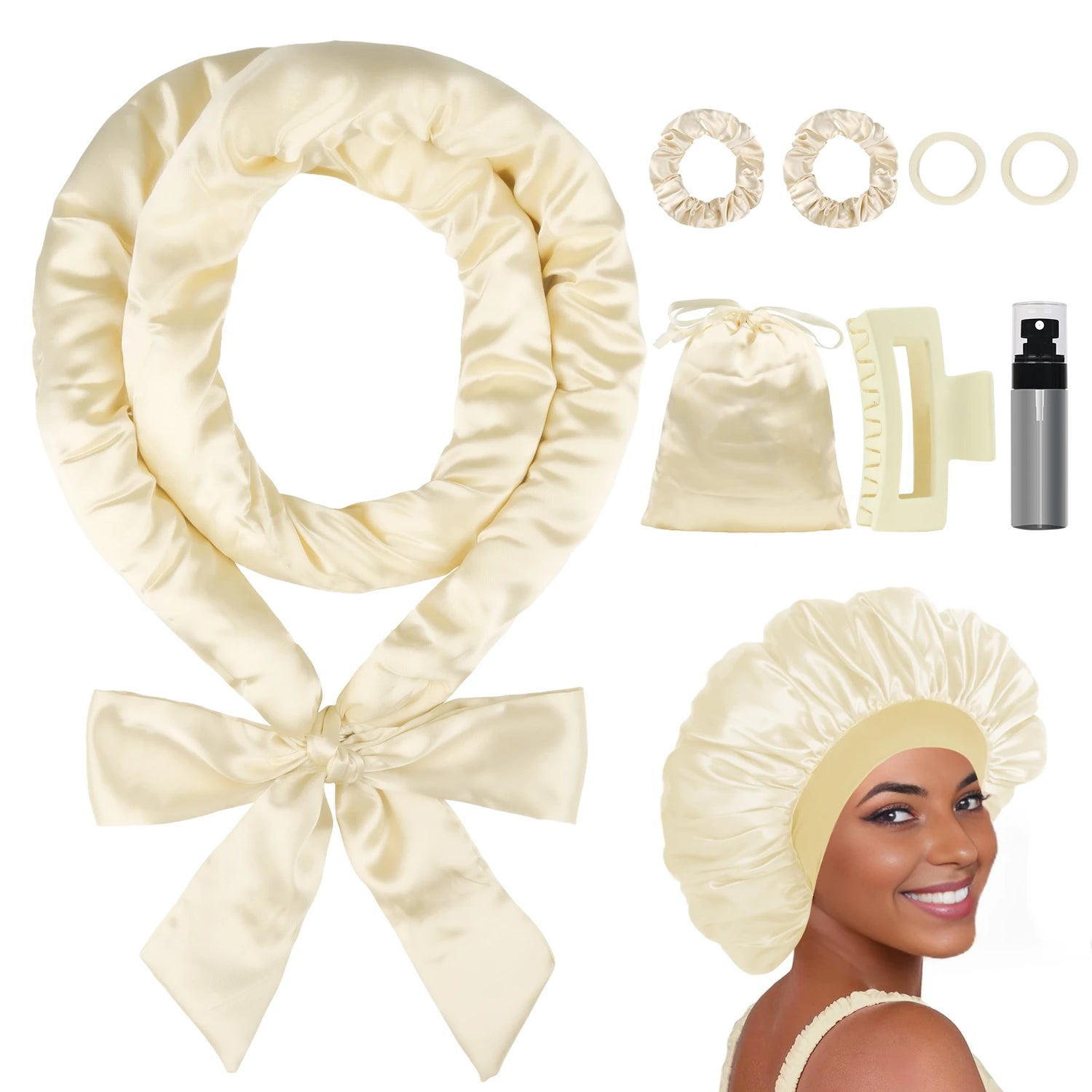 Satin Heatless Curling Set Heatless Curls Overnight Hair Curler 70" No Heat Curls Hair Curlers to Sleep in Overnight Curls Hea