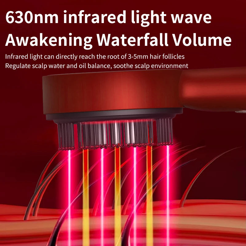 Scalp Massage Comb with Red Light, Electric Hair Scalp Massager with 3 Modes, Rechargeable 6ml Serum Applicator Tool