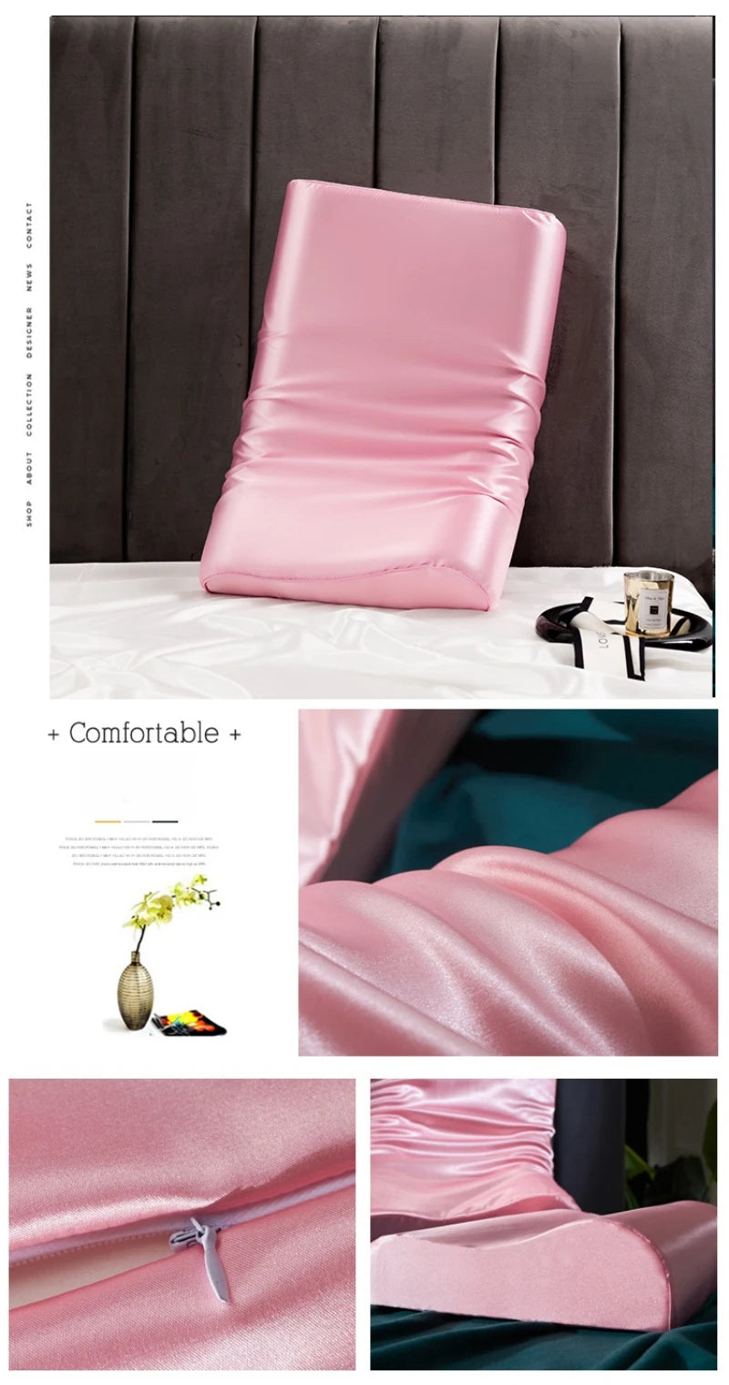 Satin Silk Pillowcase for Memory Foam and Latex Pillow Solid Cushion Cover Hair Skin Protect Decorative Case 30x50cm/40x60cm
