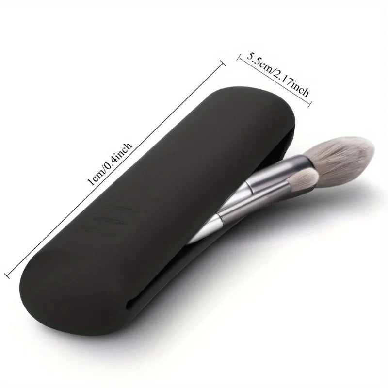 Travel Makeup Brush Bag, Simple Portable Silicone Storage Box, Soft and Sleek Makeup Tools Organizer for Travel