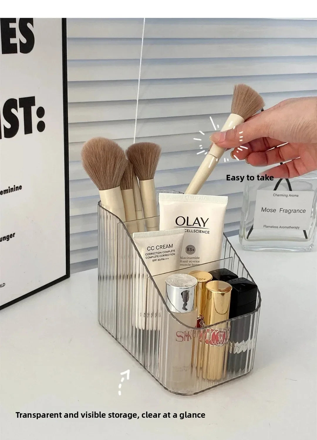 Cosmetic Storage Box For Vanity Makeup Organizer Clear Acrylic Skincare Organiser For Lipstick Cosmetic Organizer Perfume Holder