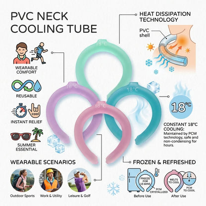 Wearable Cooling Neck Wraps PVC Neck Cooling Tube Heat Dissipation Wearable Reusable Cooling Neck Wrap for Summer
