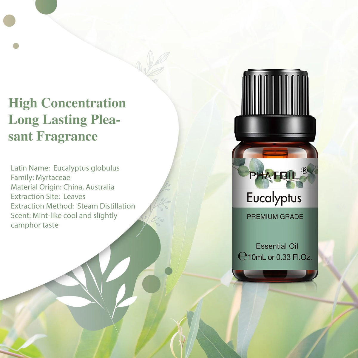 PHATOIL Natural Plant Essential Oil 10ml - Eucalyptus, Lavender &amp; More