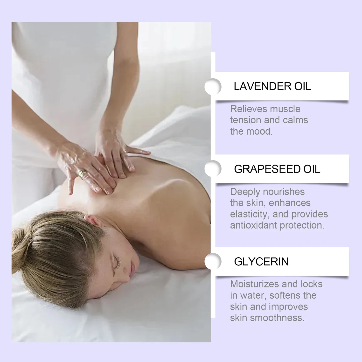 Lavender Essential Oil Moisturizing Body Skin Smoothing Soft Stress Relief Muscle Sore Help Sleep Spa Relaxing Massage Oil