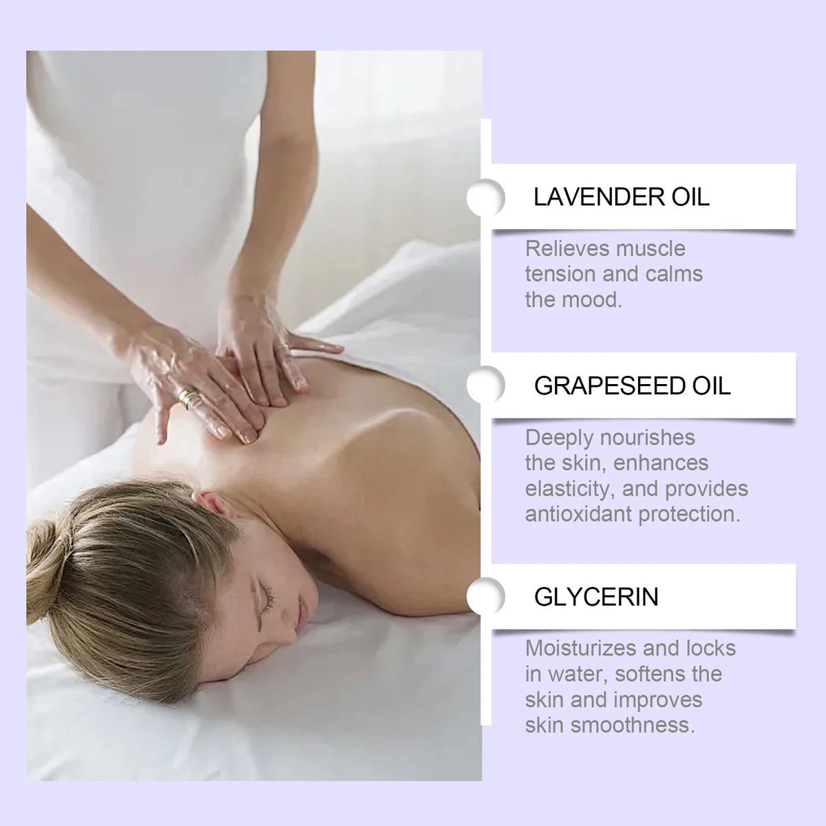 Lavender Essential Oil Moisturizing Body Skin Smoothing Soft Stress Relief Muscle Sore Help Sleep Spa Relaxing Massage Oil