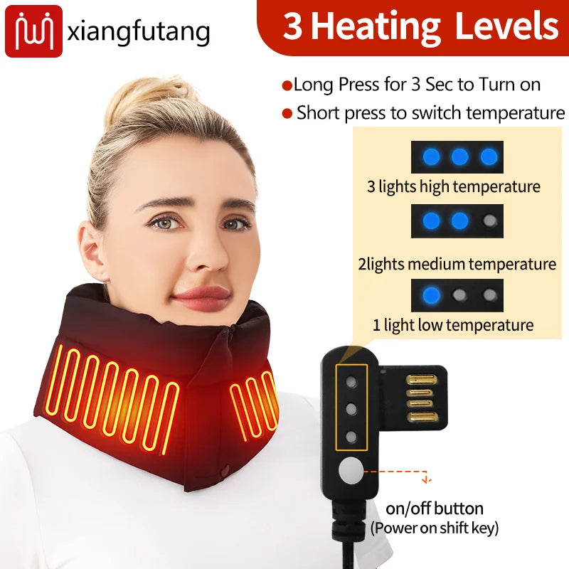 Electric Heating Neck Wrap Cold Weather 3 Temperature Adjustable Neck Warmer Heated Scarf Hot Compress Neck Protection