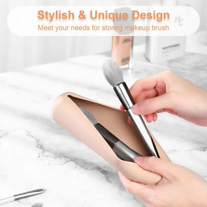 Travel Makeup Brush Bag, Simple Portable Silicone Storage Box, Soft and Sleek Makeup Tools Organizer for Travel