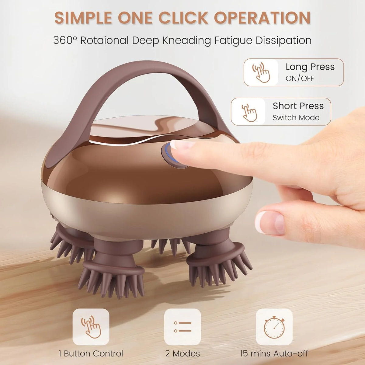 Scalp Massager - Electric Head Massager Scalp Waterproof IPX6, Hair Massage Stress Relax, Rechargeable Hair Head Scratcher