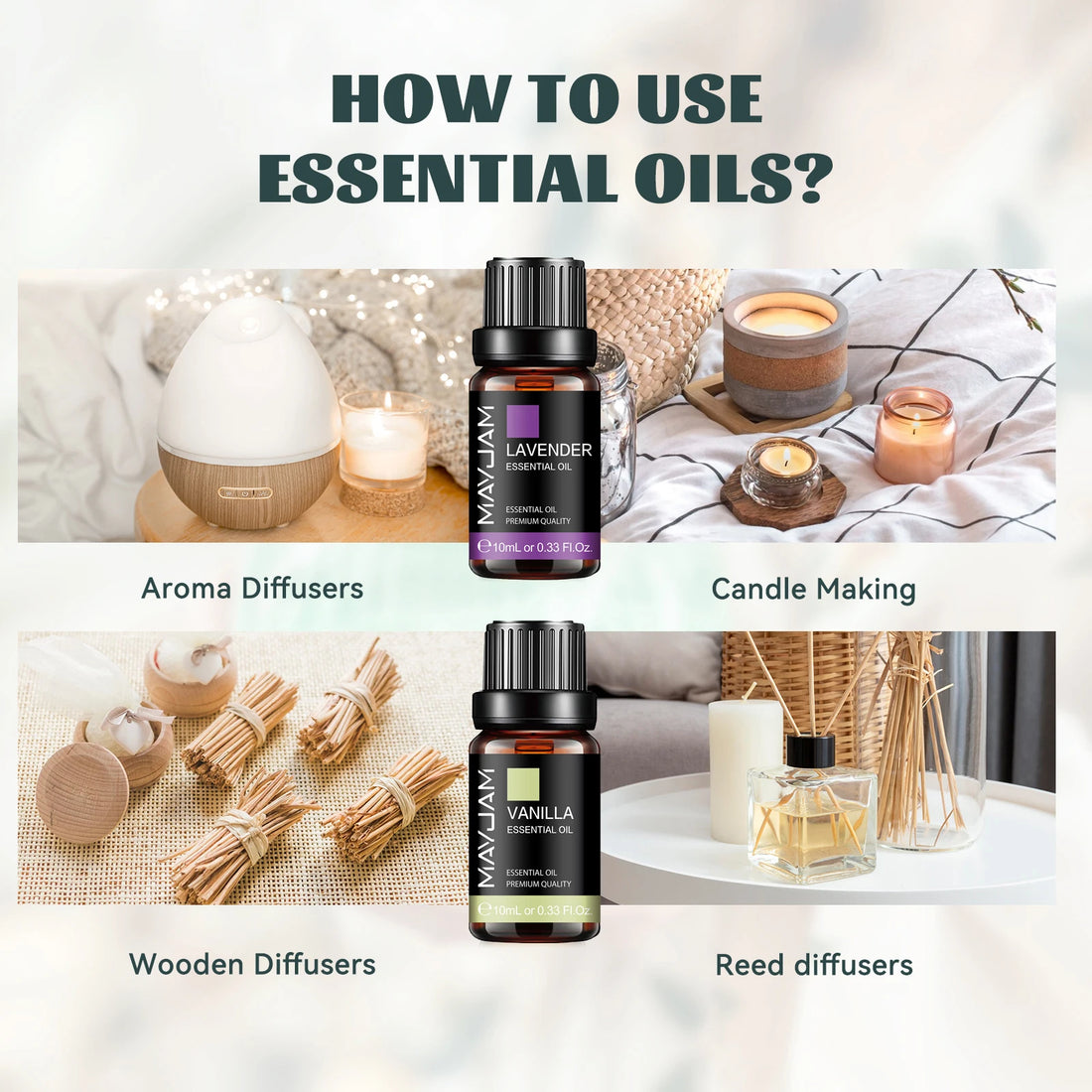 MAYJAM 10ML Essential Oil - Lavender, Jasmine &amp; More