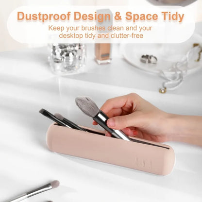 Travel Makeup Brush Bag, Simple Portable Silicone Storage Box, Soft and Sleek Makeup Tools Organizer for Travel