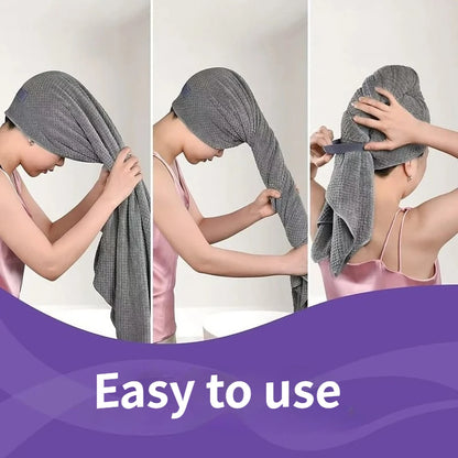 Microfiber Hair Towel Extra Large Wrap Quick Dry Hair Towel Wrap with Elastic Band Ultra Absorbent Soft Towel for Hair Turban