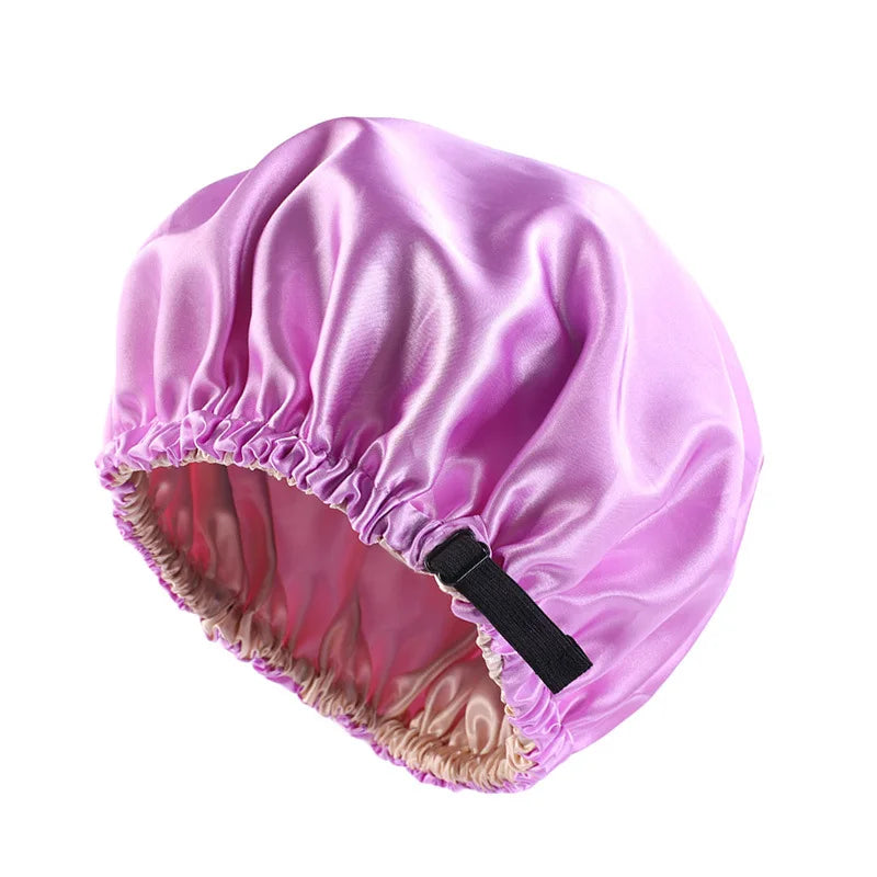 Satin Bonnet For Sleeping Adjustable Silk Bonnet For Curly Hair Bonnets Double Layer Large Satin Lined Sleep Cap For Women