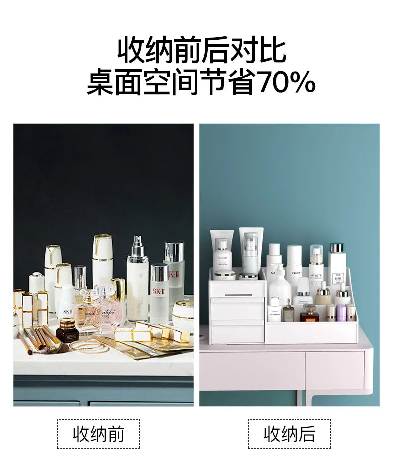 Makeup Organizer with Drawers Cosmetic Storage Box Desktop Skincare Organizer Vanity Countertop Storage Rack Jewelry Organizer