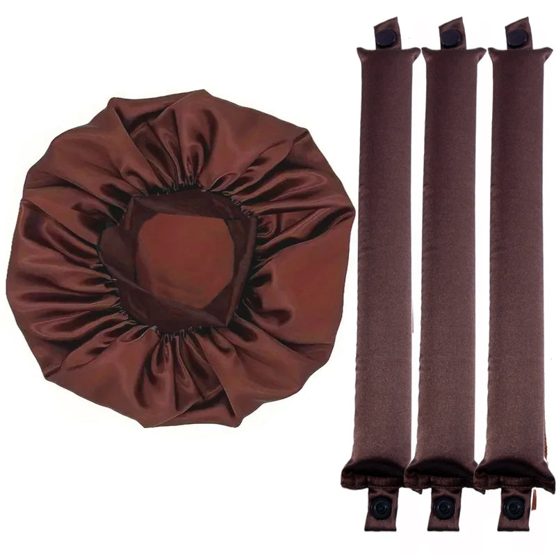 Heatless Curling Set - No Heat Overnight Curling Rod &amp; Bonnet | Spring/Summer Frizz-Free Waves, Sleep-Friendly DIY Styling 4pcs