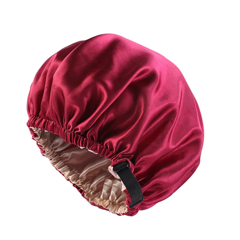 Satin Bonnet For Sleeping Adjustable Silk Bonnet For Curly Hair Bonnets Double Layer Large Satin Lined Sleep Cap For Women